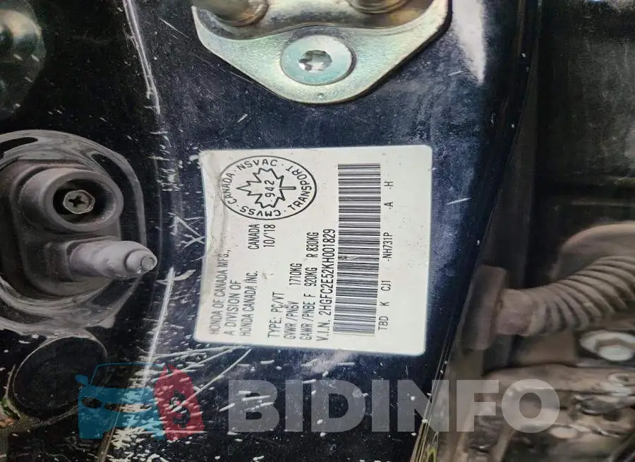 2HGFC2E52KH001829 Photo# 12
