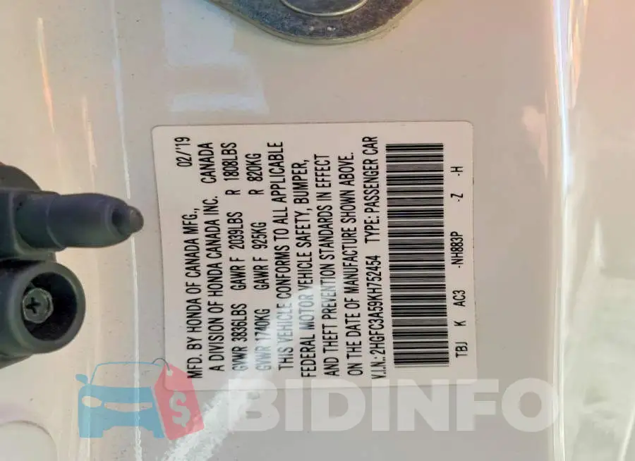 2HGFC3A59KH752454 Photo# 12