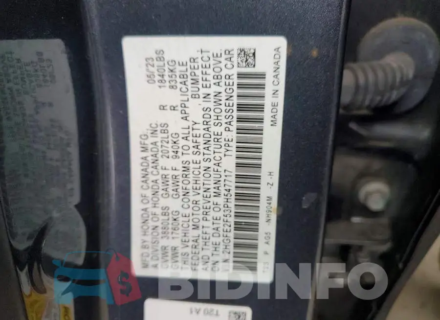 2HGFE2F53PH547717 Photo# 12