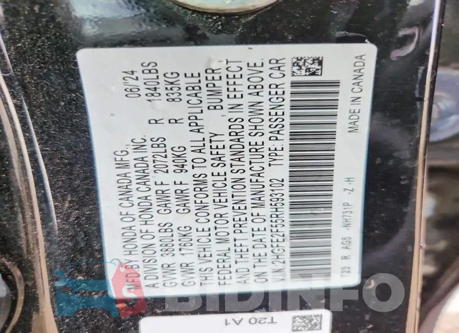 2HGFE2F55RH593102 Photo# 13