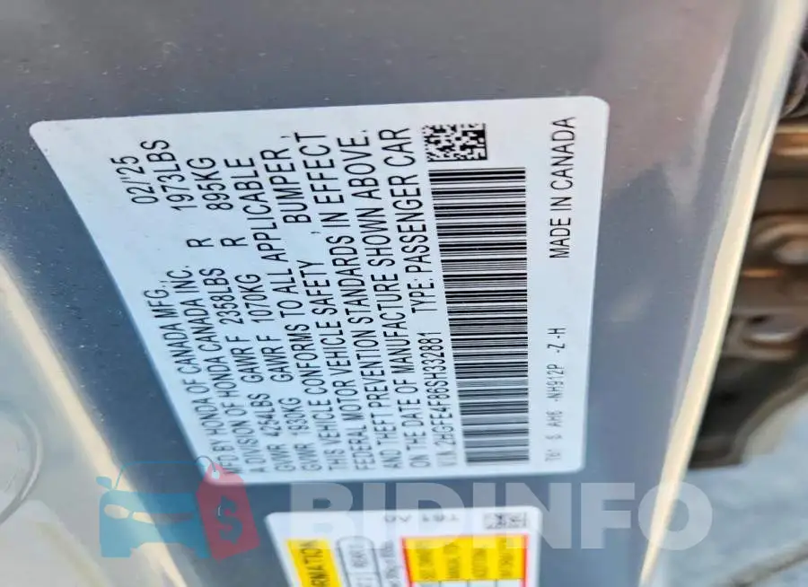 2HGFE4F86SH332881 Photo# 13