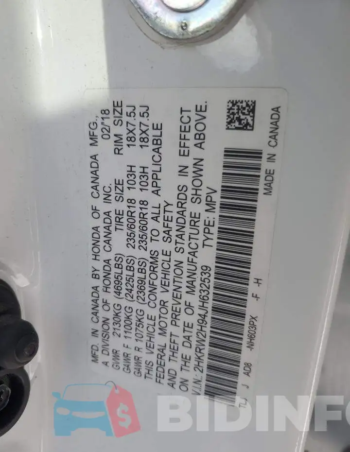 2HKRW2H94JH632539 Photo# 13