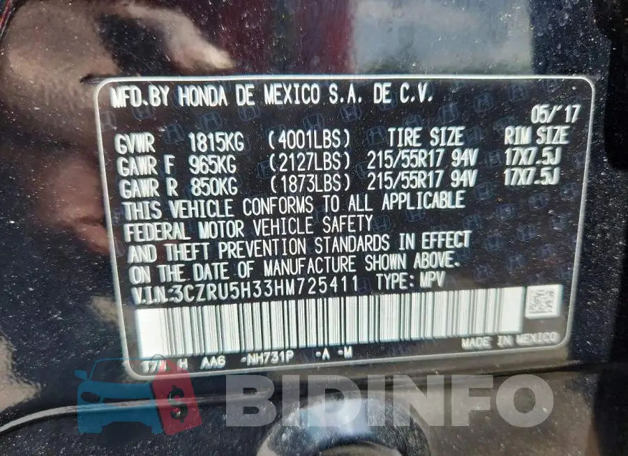 3CZRU5H33HM725411 Photo# 14