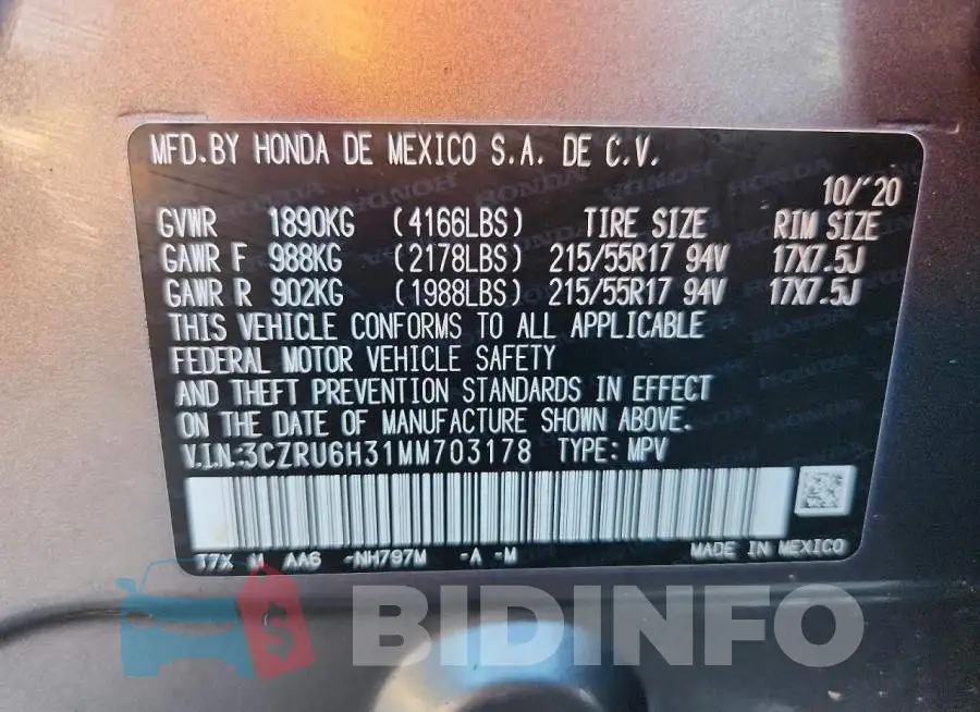 3CZRU6H31MM703178 Photo# 13