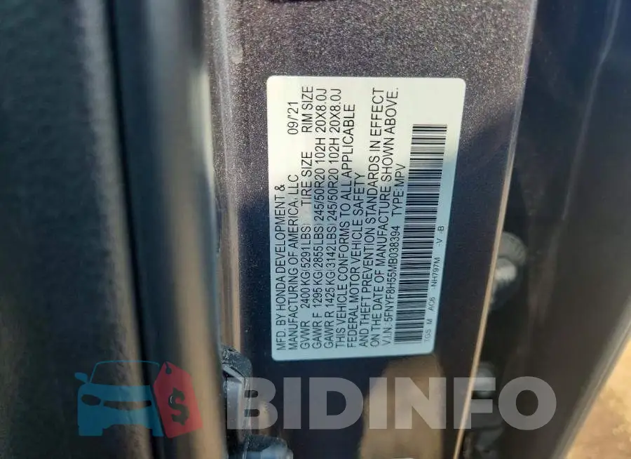 5FNYF8H55MB038394 Photo# 12