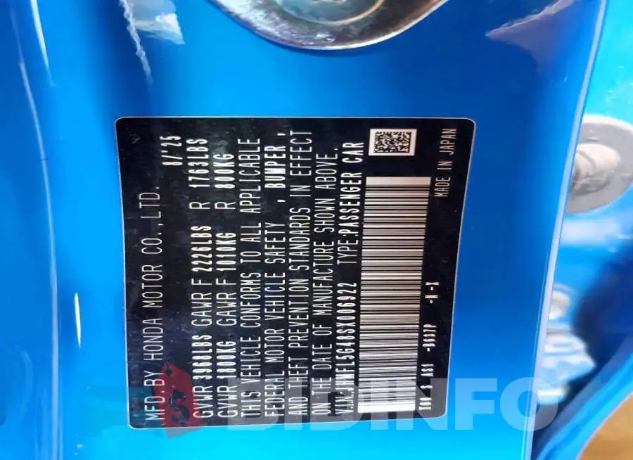 JHMFL5G48SX006922 Photo# 12