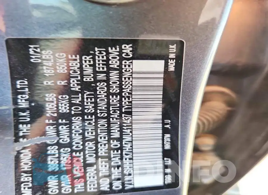 SHHFK7H47MU411437 Photo# 12