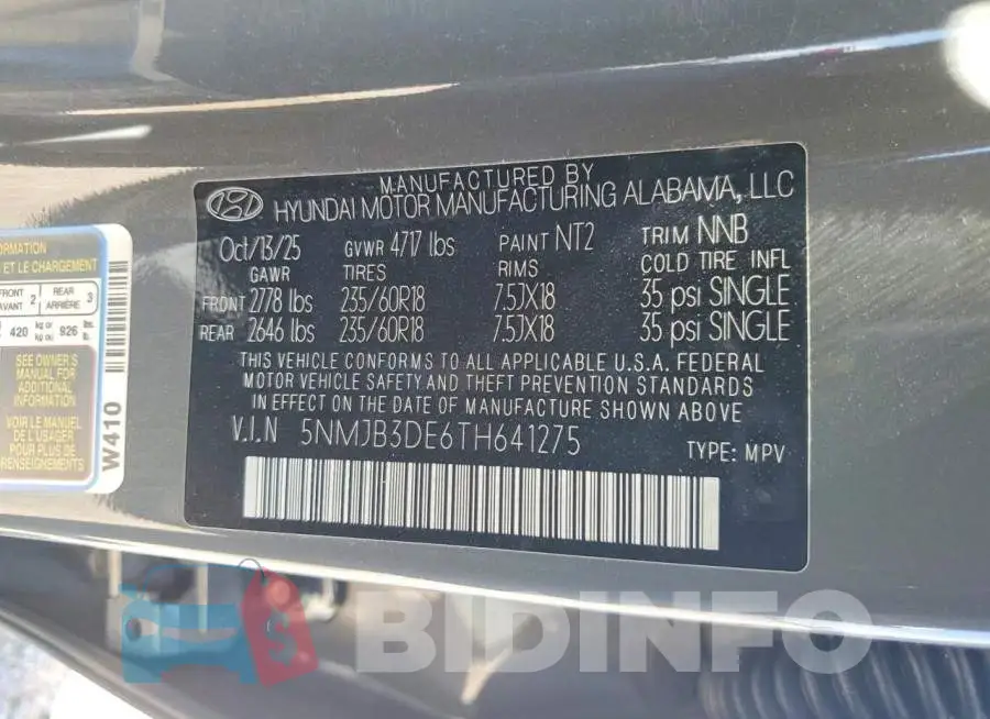 5NMJB3DE6TH641275 Photo# 13