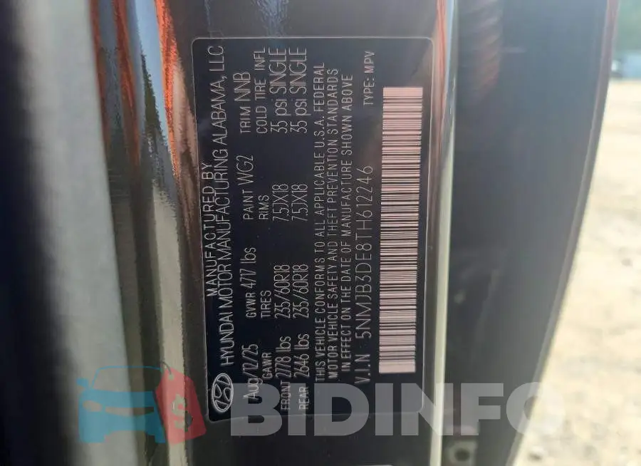 5NMJB3DE8TH612246 Photo# 14