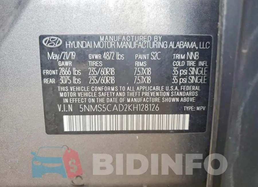 5NMS5CAD2KH128126 Photo# 14
