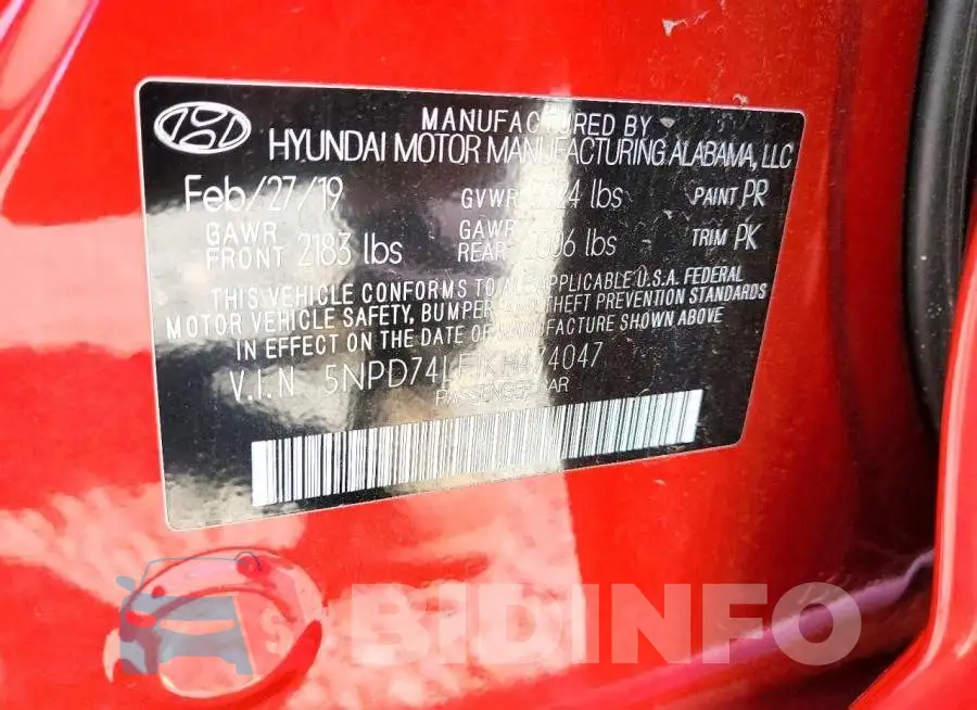 5NPD74LF1KH474047 Photo# 12