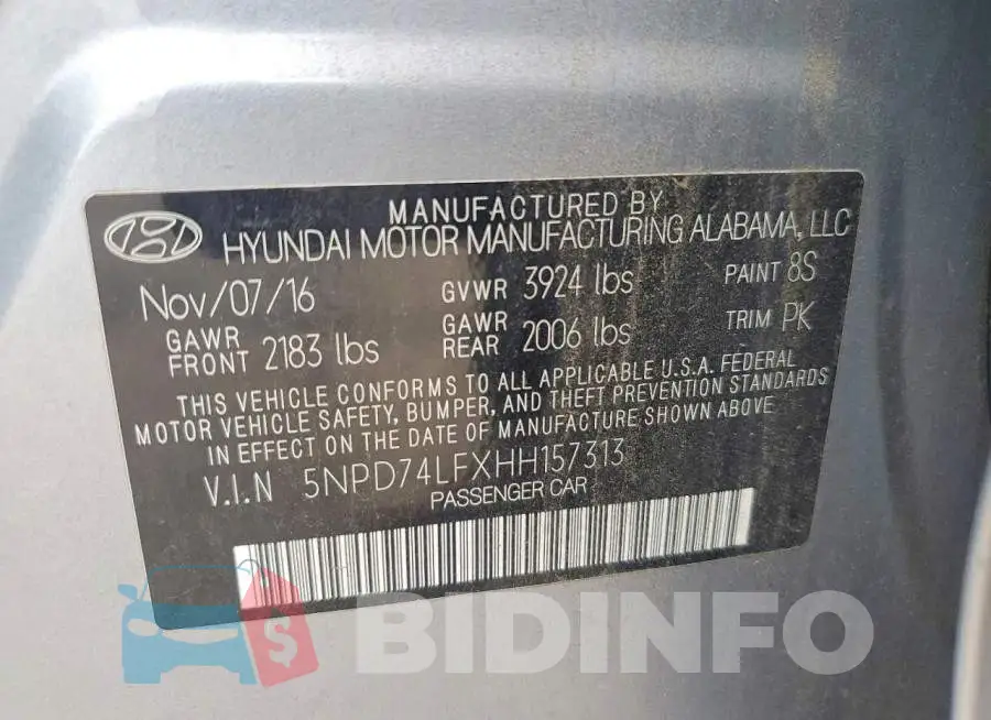 5NPD74LFXHH157313 Photo# 12