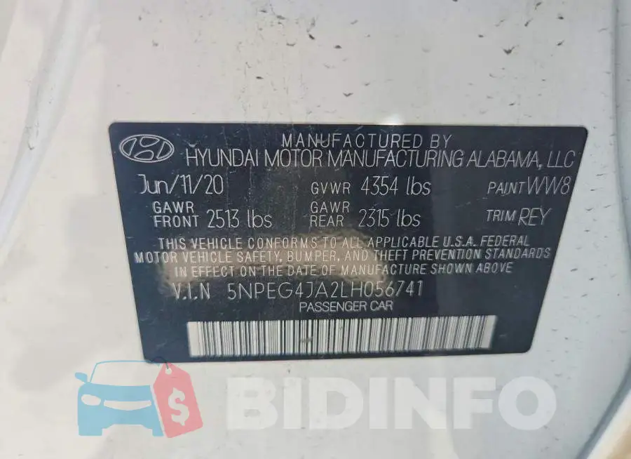 5NPEG4JA2LH056741 Photo# 12