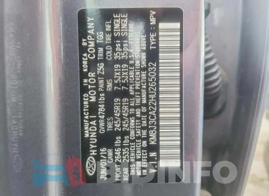 KM8J3CA22HU265032 Photo# 13