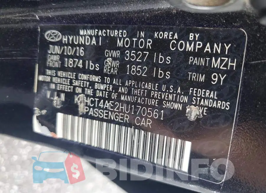 KMHCT4AE2HU170561 Photo# 12