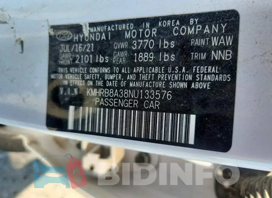 KMHRB8A38NU133576 Photo# 13
