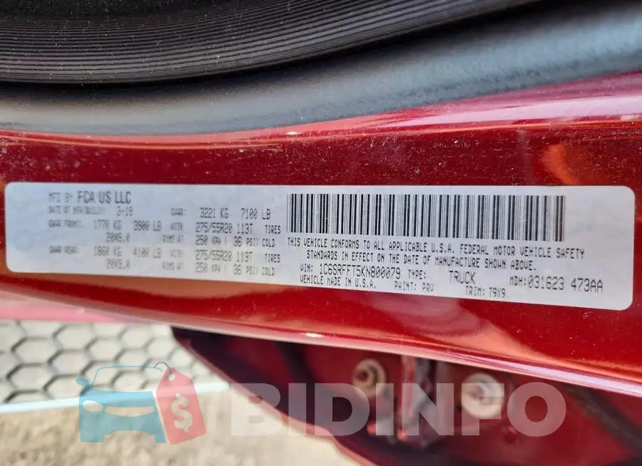 1C6SRFFT5KN800079 Photo# 12