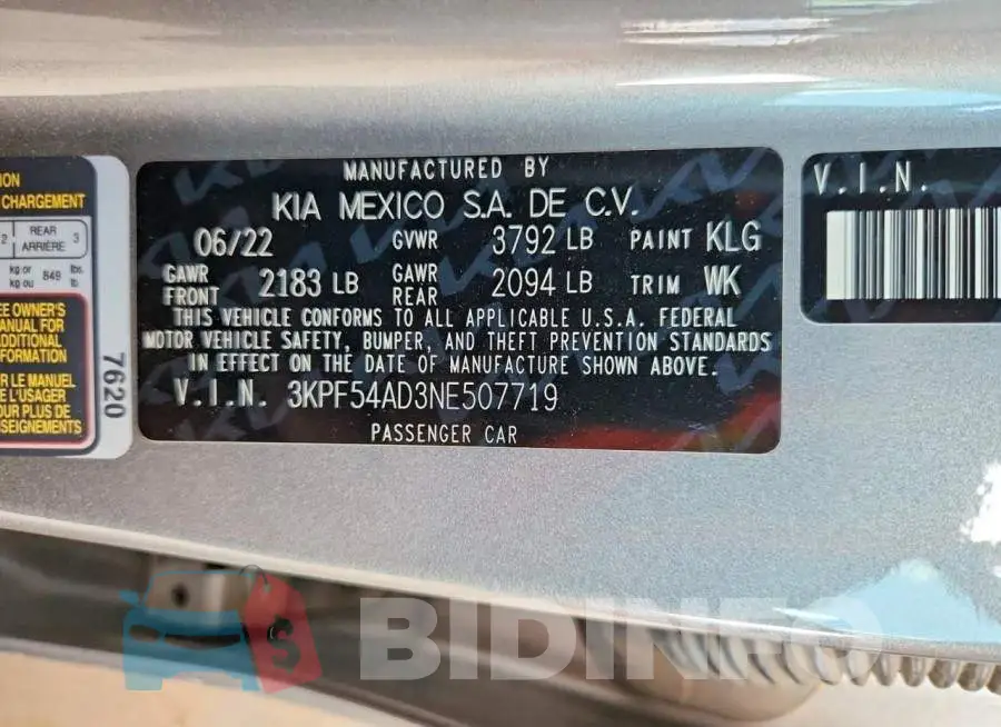 3KPF54AD3NE507719 Photo# 13