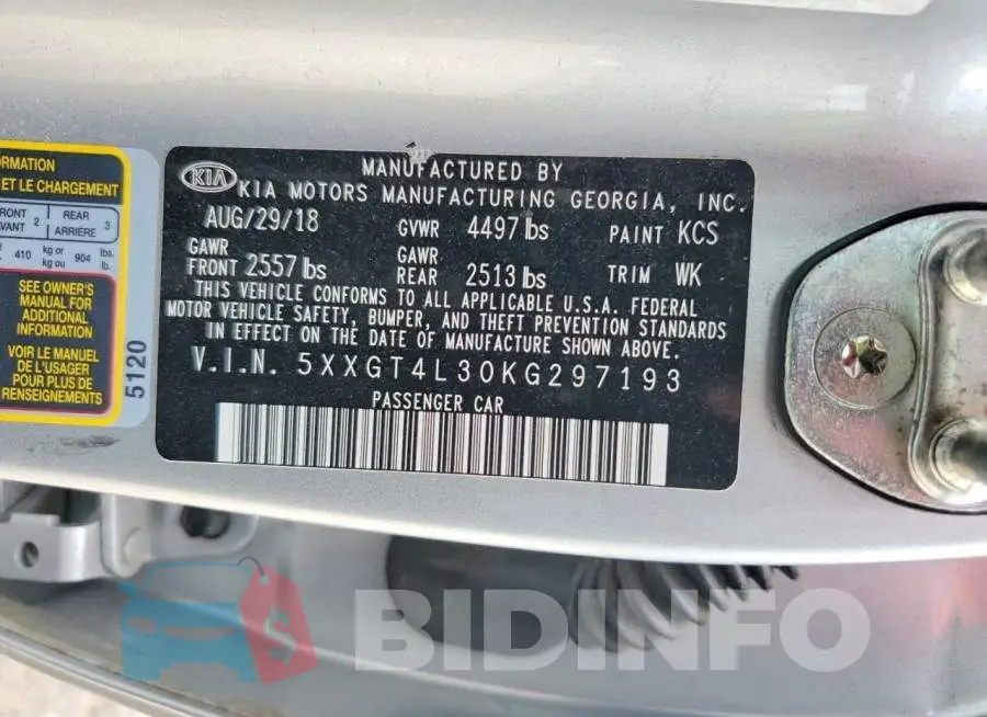 5XXGT4L30KG297193 Photo# 12