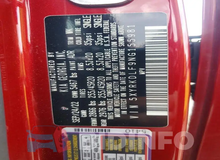 5XYRKDLF9NG155981 Photo# 12