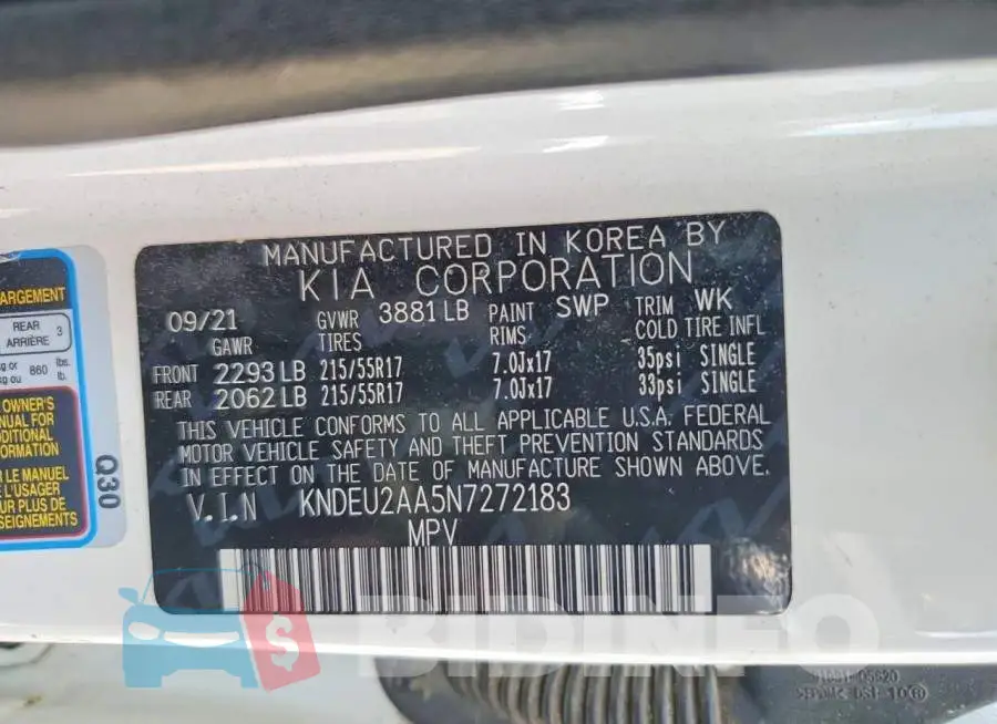 KNDEU2AA5N7272183 Photo# 12