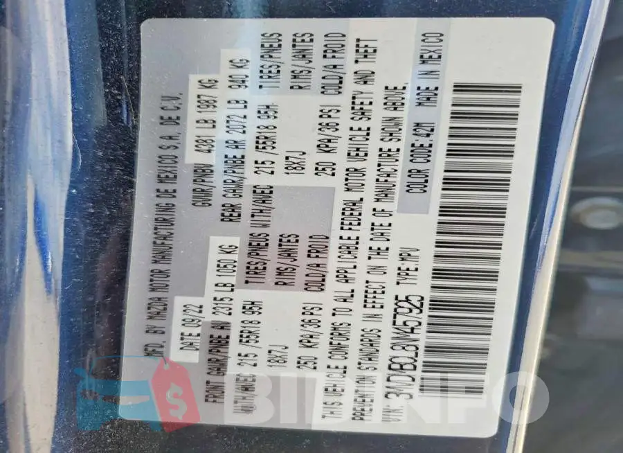 3MVDMBCL8NM457925 Photo# 13