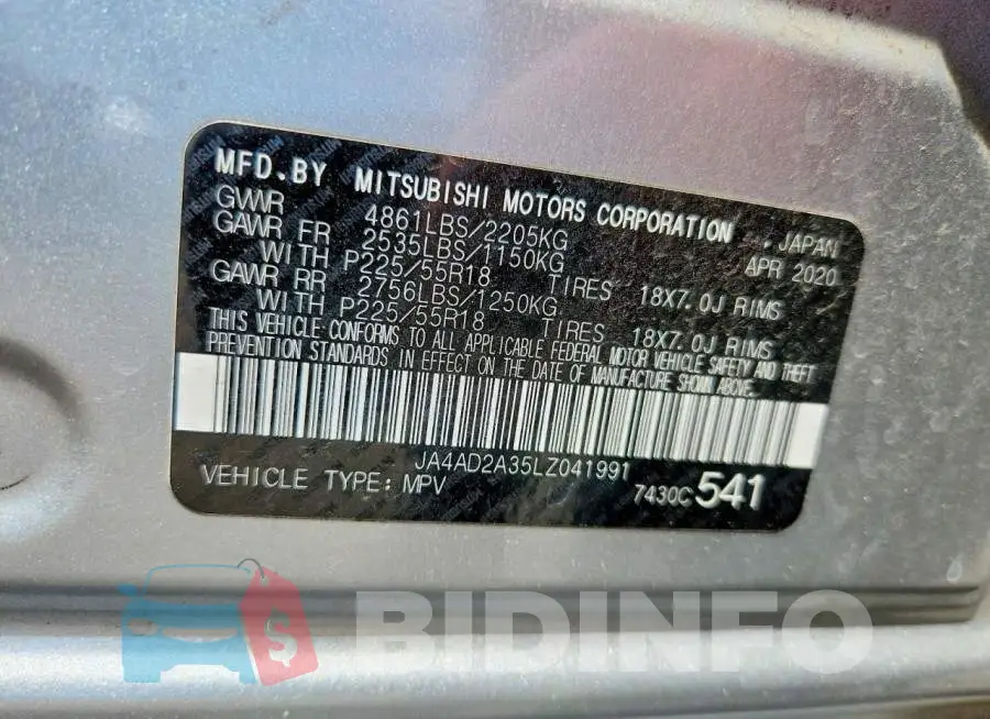 JA4AD2A35LZ041991 Photo# 13