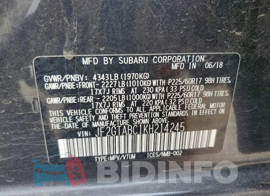 JF2GTABC1KH214245 Photo# 13