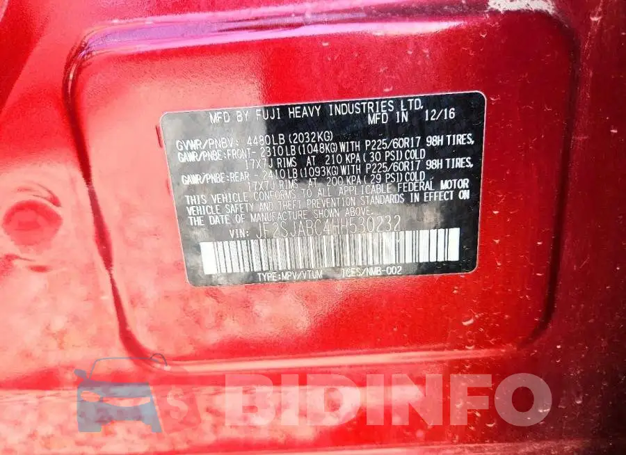 JF2SJABC4HH530232 Photo# 13