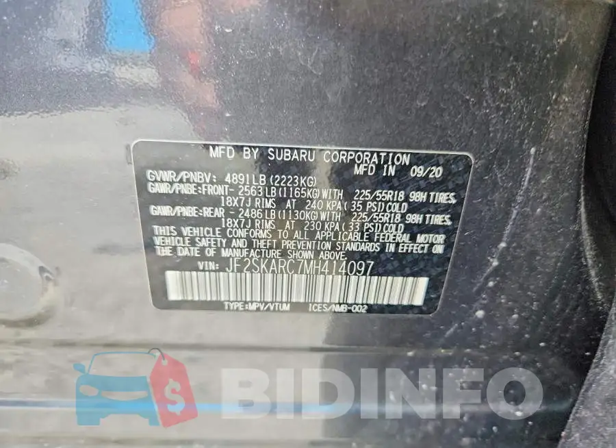 JF2SKARC7MH414097 Photo# 12