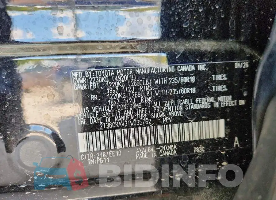 2T36CRAV3TW035762 Photo# 13