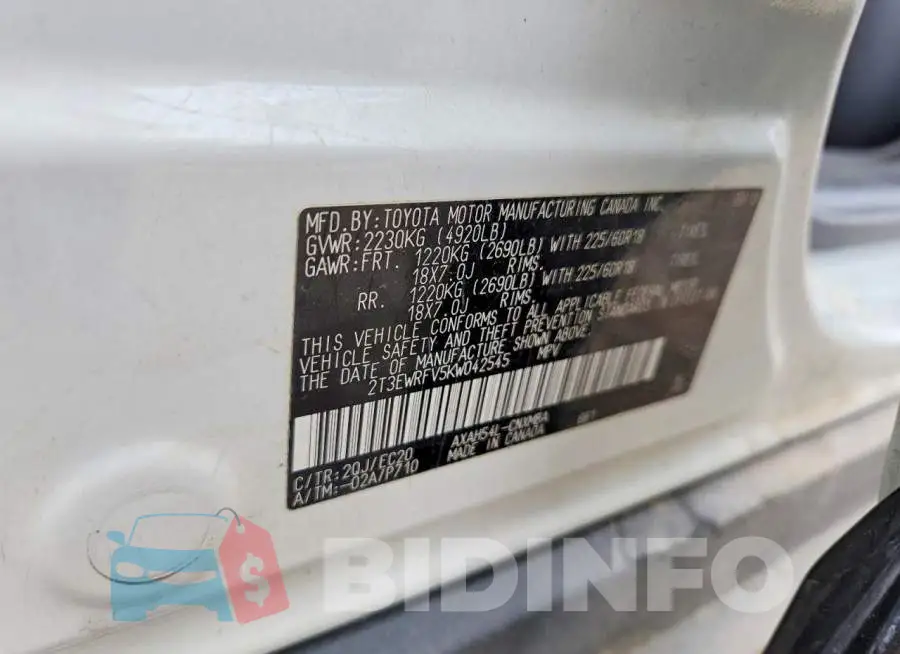 2T3EWRFV5KW042545 Photo# 13