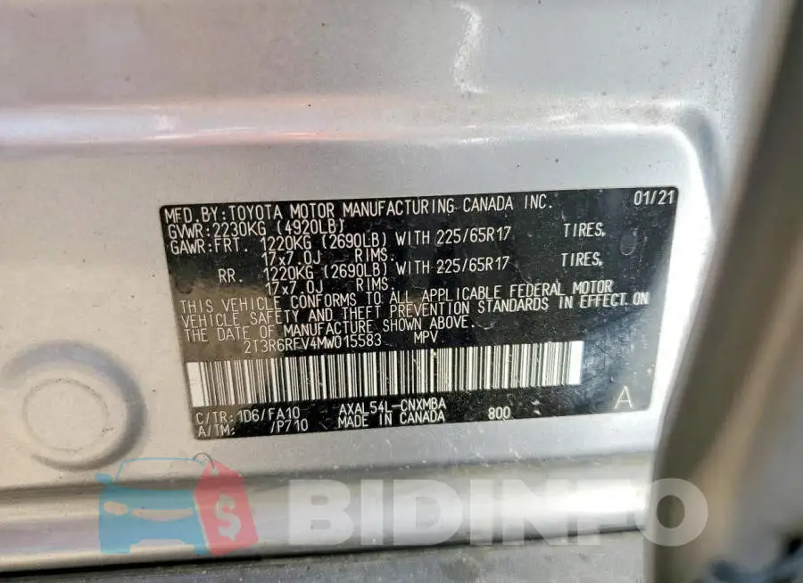 2T3R6RFV4MW015583 Photo# 13