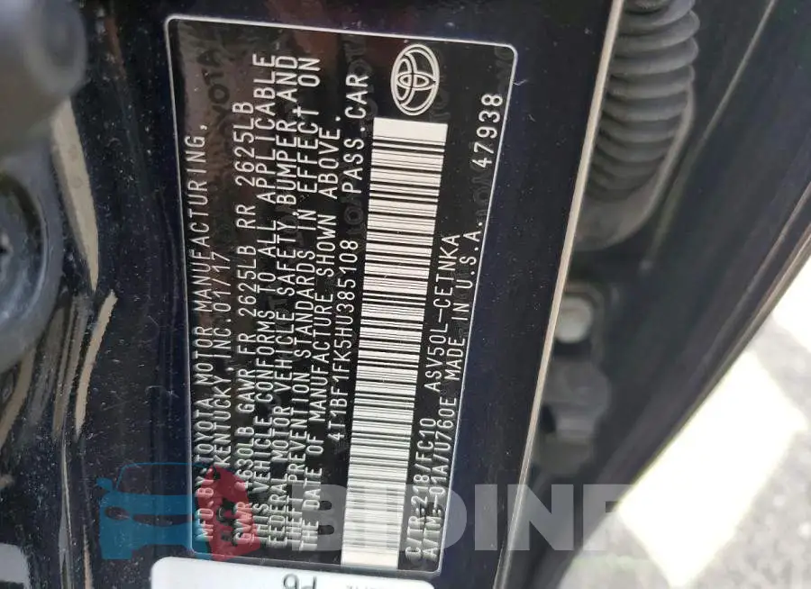 4T1BF1FK5HU385108 Photo# 12