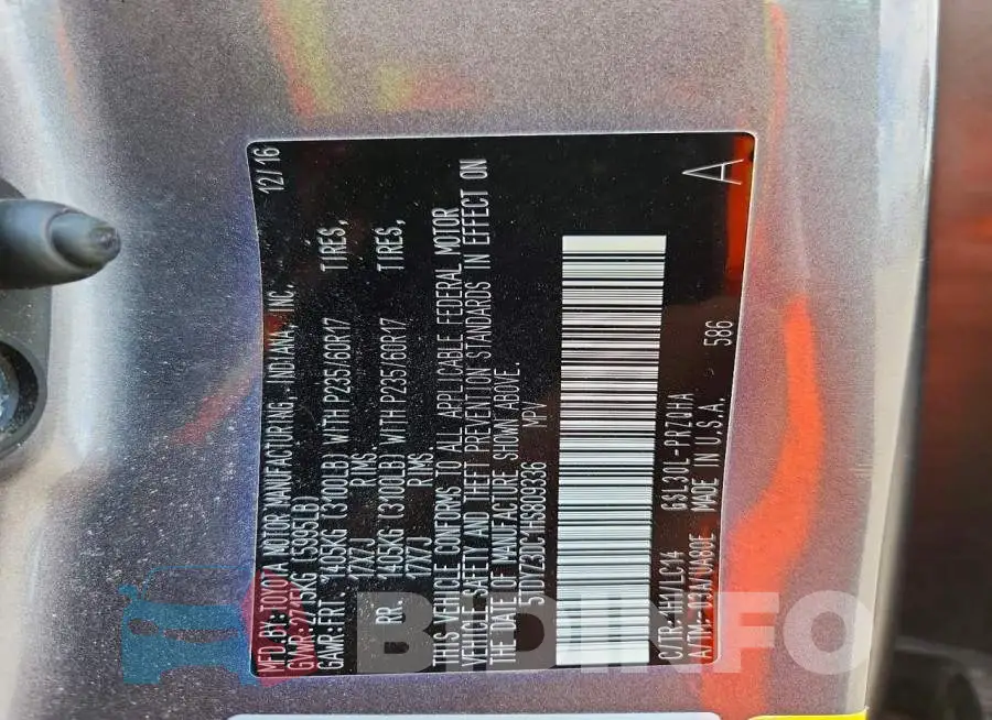 5TDYZ3DC1HS809336 Photo# 13