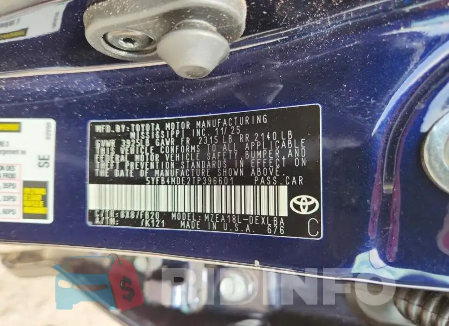 5YFB4MDE2TP396601 Photo# 12