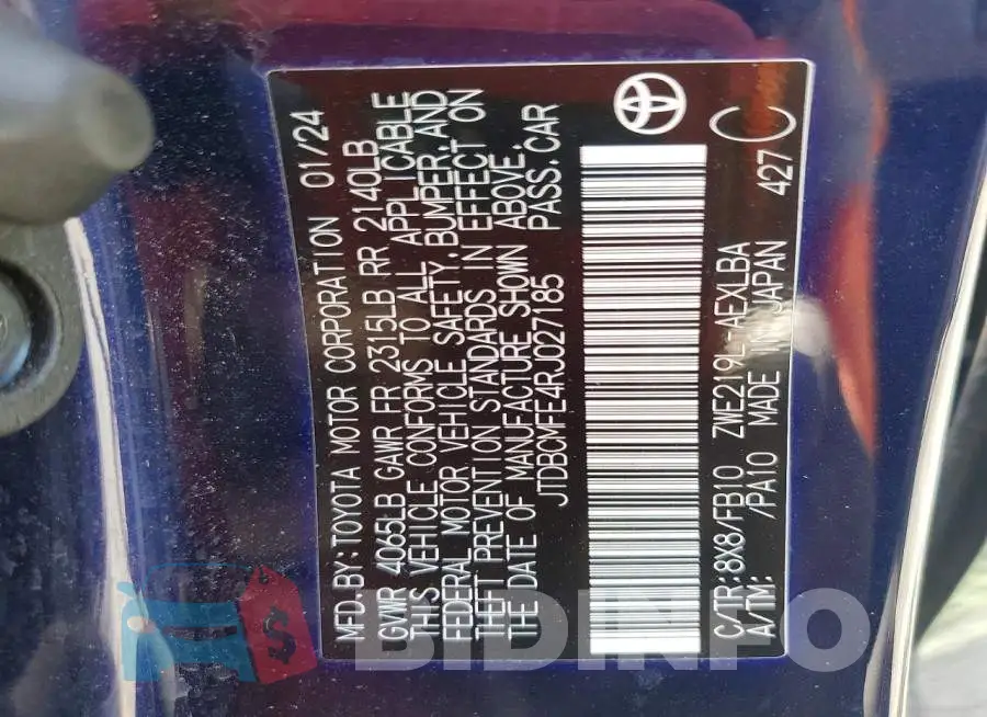 JTDBCMFE4RJ027185 Photo# 12