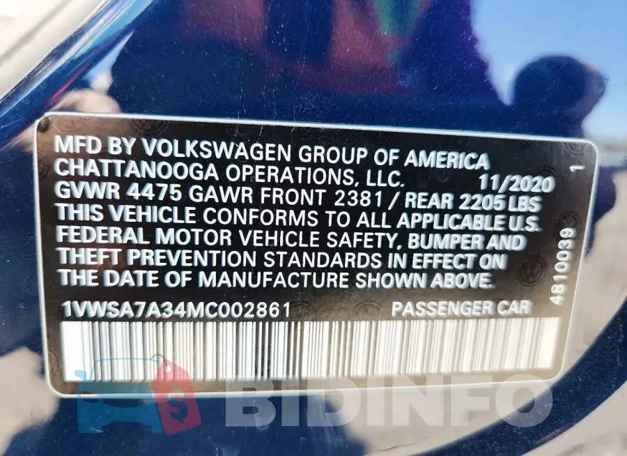 1VWSA7A34MC002861 Photo# 12