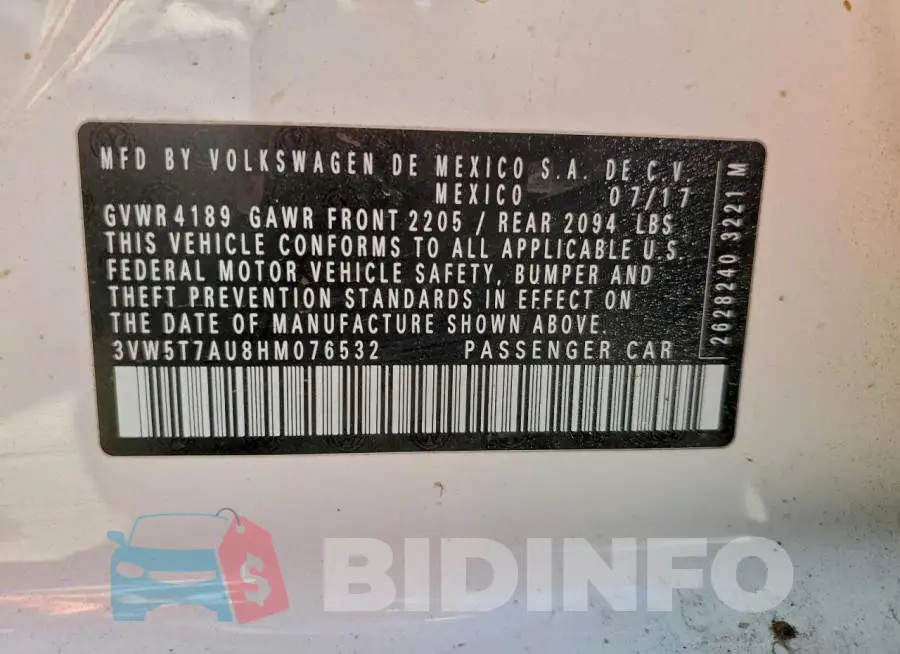3VW5T7AU8HM076532 Photo# 12