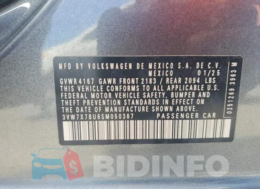 3VW7X7BU6SM050367 Photo# 12