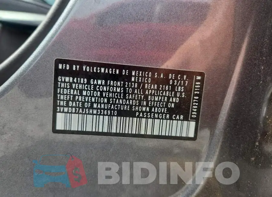 3VWDB7AJ5HM336910 Photo# 12