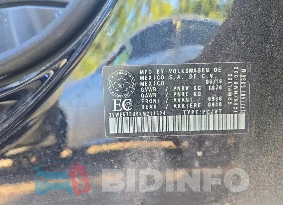 3VWE57BU6KM211524 Photo# 12