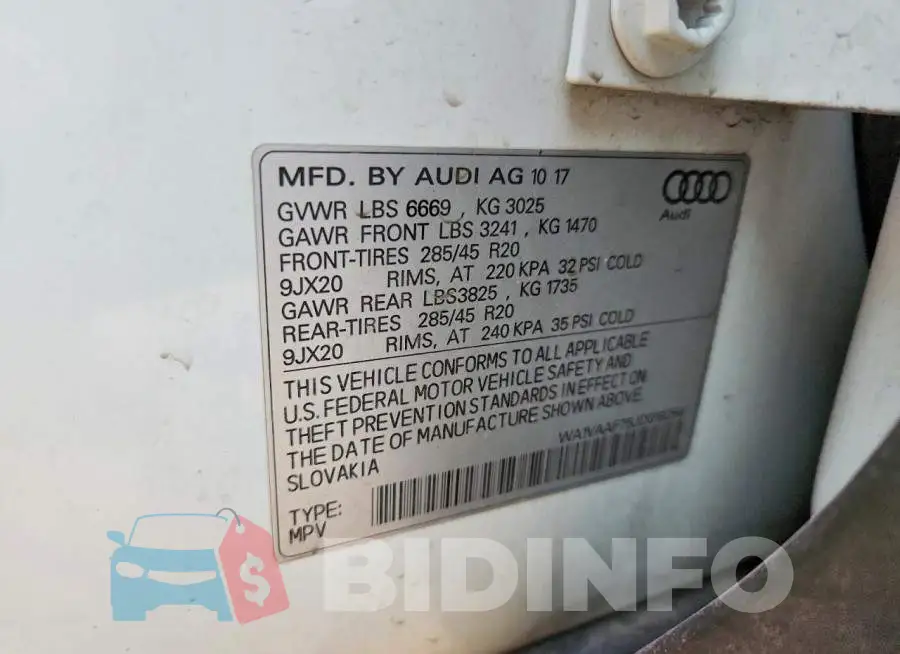 WA1VAAF75JD018284 Photo# 14