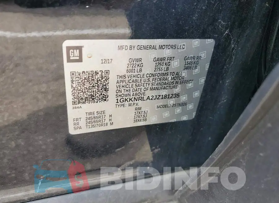 1GKKNRLA2JZ181235 Photo# 13