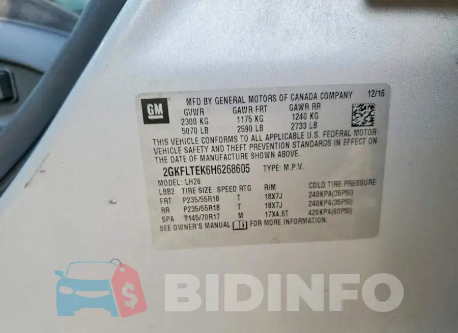 2GKFLTEK6H6268605 Photo# 13