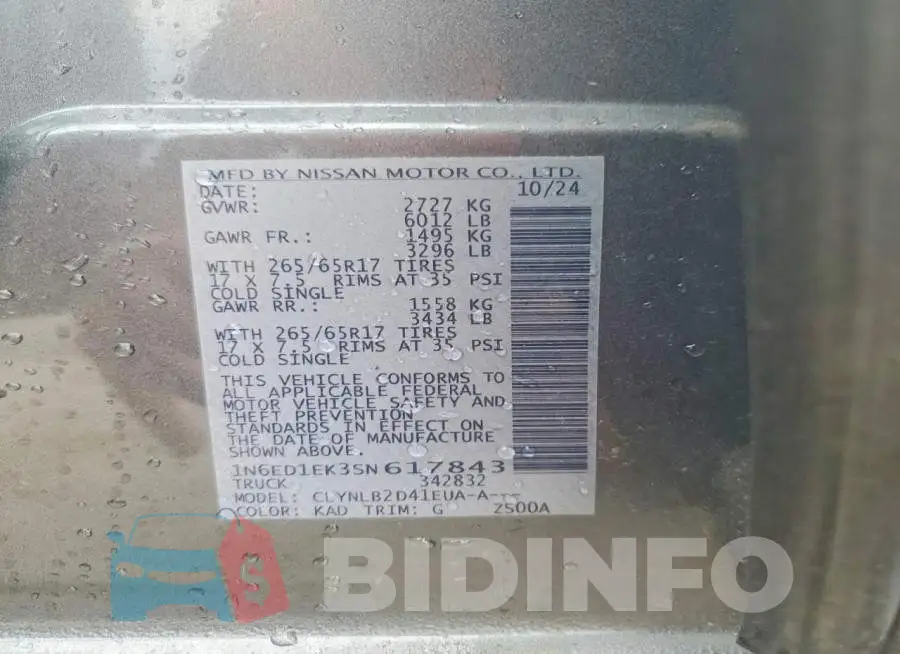 1N6ED1EK3SN617843 Photo# 12