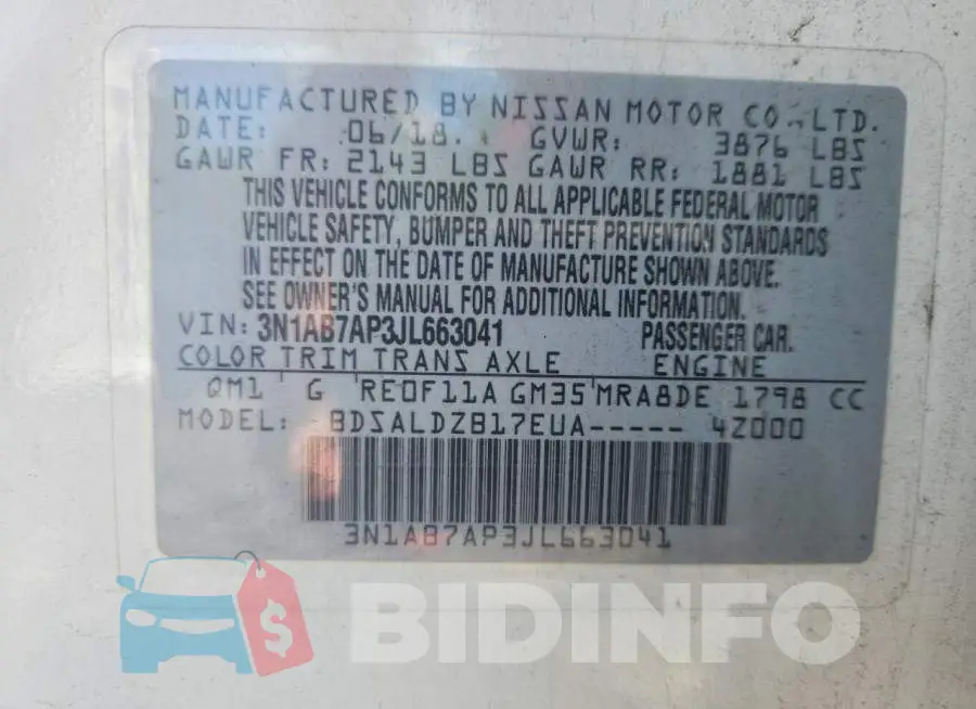 3N1AB7AP3JL663041 Photo# 13