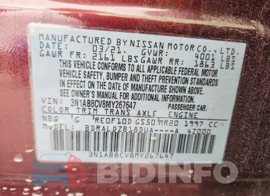 3N1AB8CV8MY267647 Photo# 12