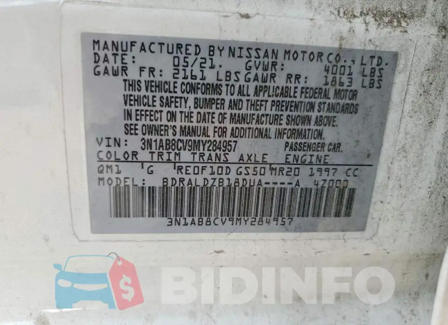 3N1AB8CV9MY284957 Photo# 12