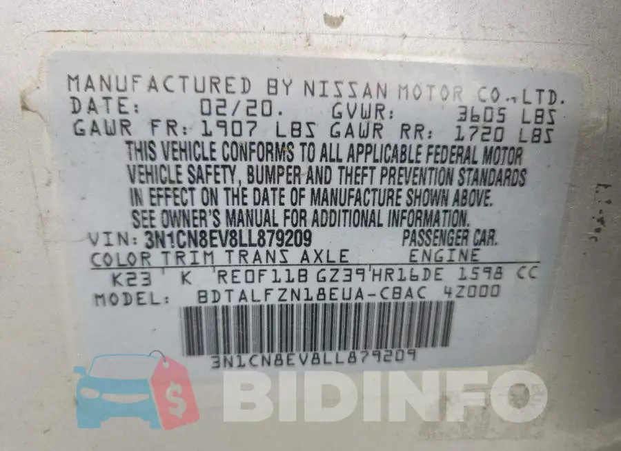 3N1CN8EV8LL879209 Photo# 12